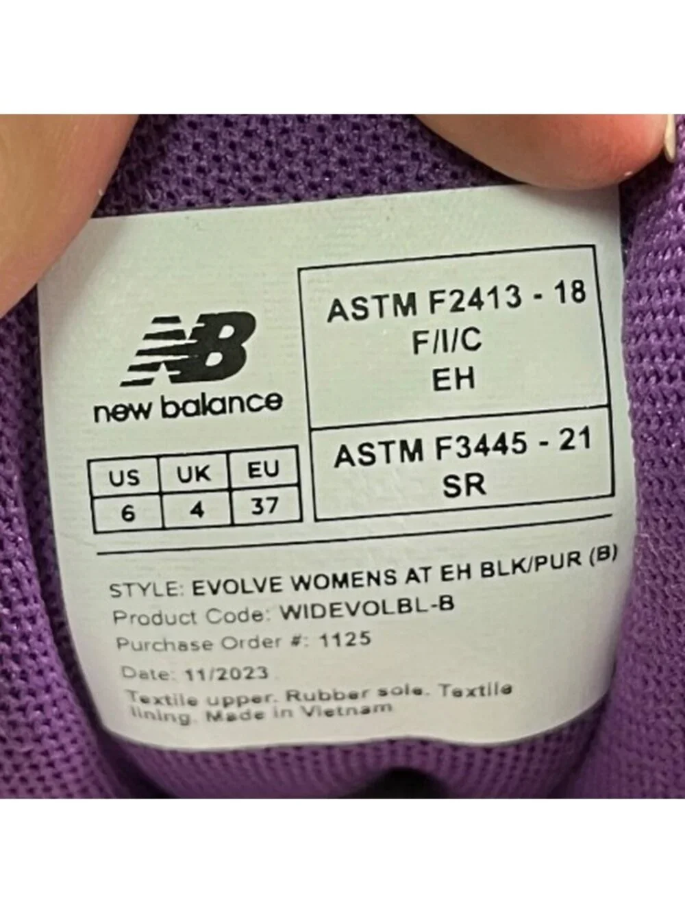 New Balance Evolve Womens Size 6 Black Purple Gray Alloy Toe Safety Work Shoes